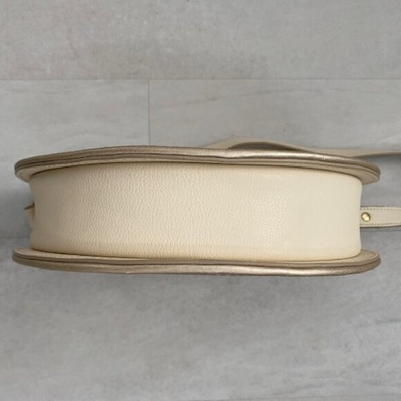 SPARTINA 449 Leather Round Crossbody Bag Purse Cream & Gold - Picture 10 of 15